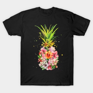 Pineapple Flowers Aloha Hawaii Vintage Hawaiian T-Shirt